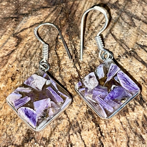Charoite in Copper Earrings 1 1/2” - Picture 6 of 14